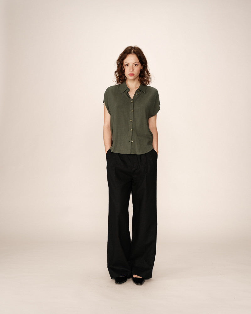 Grace &amp; Mila - Blouse PEREZ - Khaki - Boutique Adam &amp; Eve marque canadienne, marque québécoise