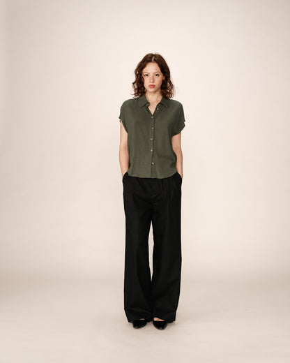 Grace &amp; Mila - Blouse PEREZ - Khaki - Boutique Adam &amp; Eve marque canadienne, marque québécoise