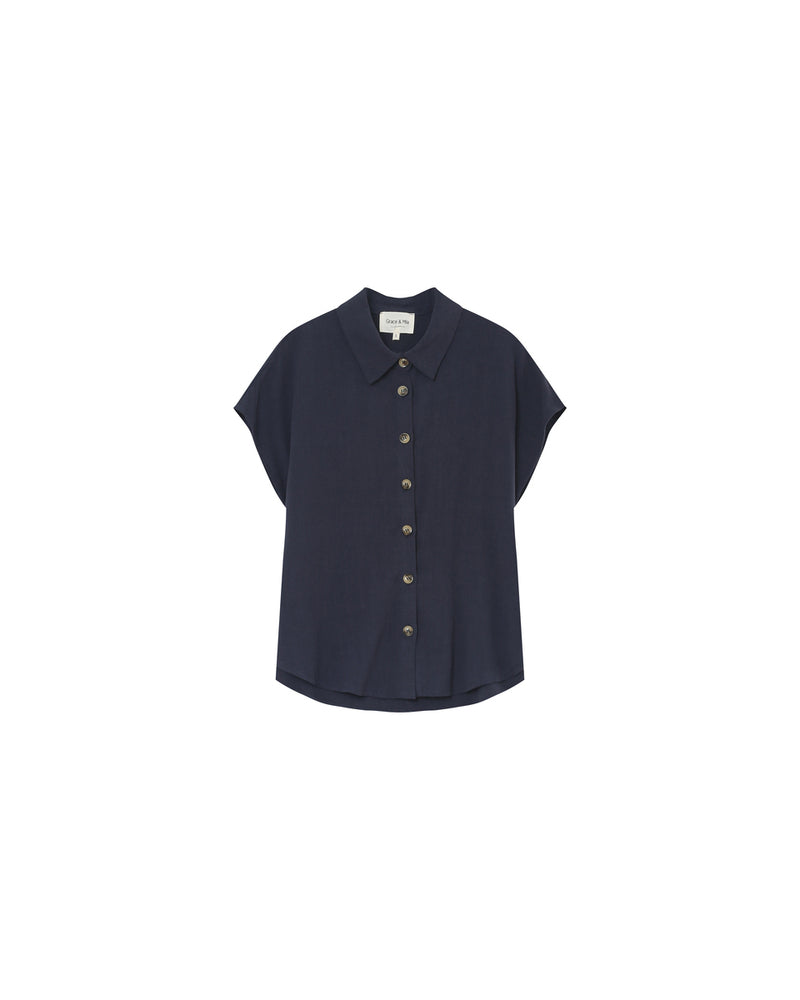 Grace &amp; Mila - Blouse PEREZ - Navy - Boutique Adam &amp; Eve marque canadienne, marque québécoise