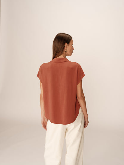 Grace &amp; Mila - Blouse PEREZ - Terracotta - Boutique Adam &amp; Eve marque canadienne, marque québécoise