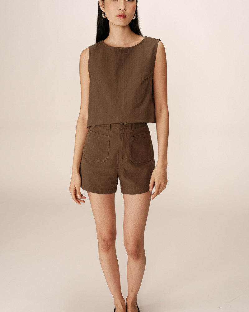 Grace &amp; Mila - Shorts PINO - Khaki - Boutique Adam &amp; Eve marque canadienne, marque québécoise