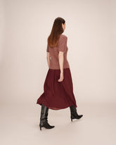 Grace & Mila - Skirt PLISSE - Marron - Boutique Adam & Eve marque canadienne, marque québécoise