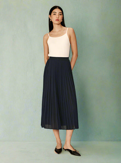 Grace &amp; Mila - Skirt PLISSE - Navy - Boutique Adam &amp; Eve marque canadienne, marque québécoise