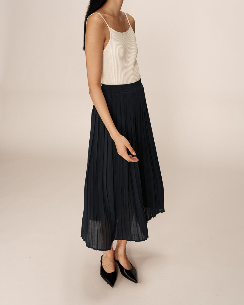 Grace &amp; Mila - Skirt PLISSE - Navy - Boutique Adam &amp; Eve marque canadienne, marque québécoise