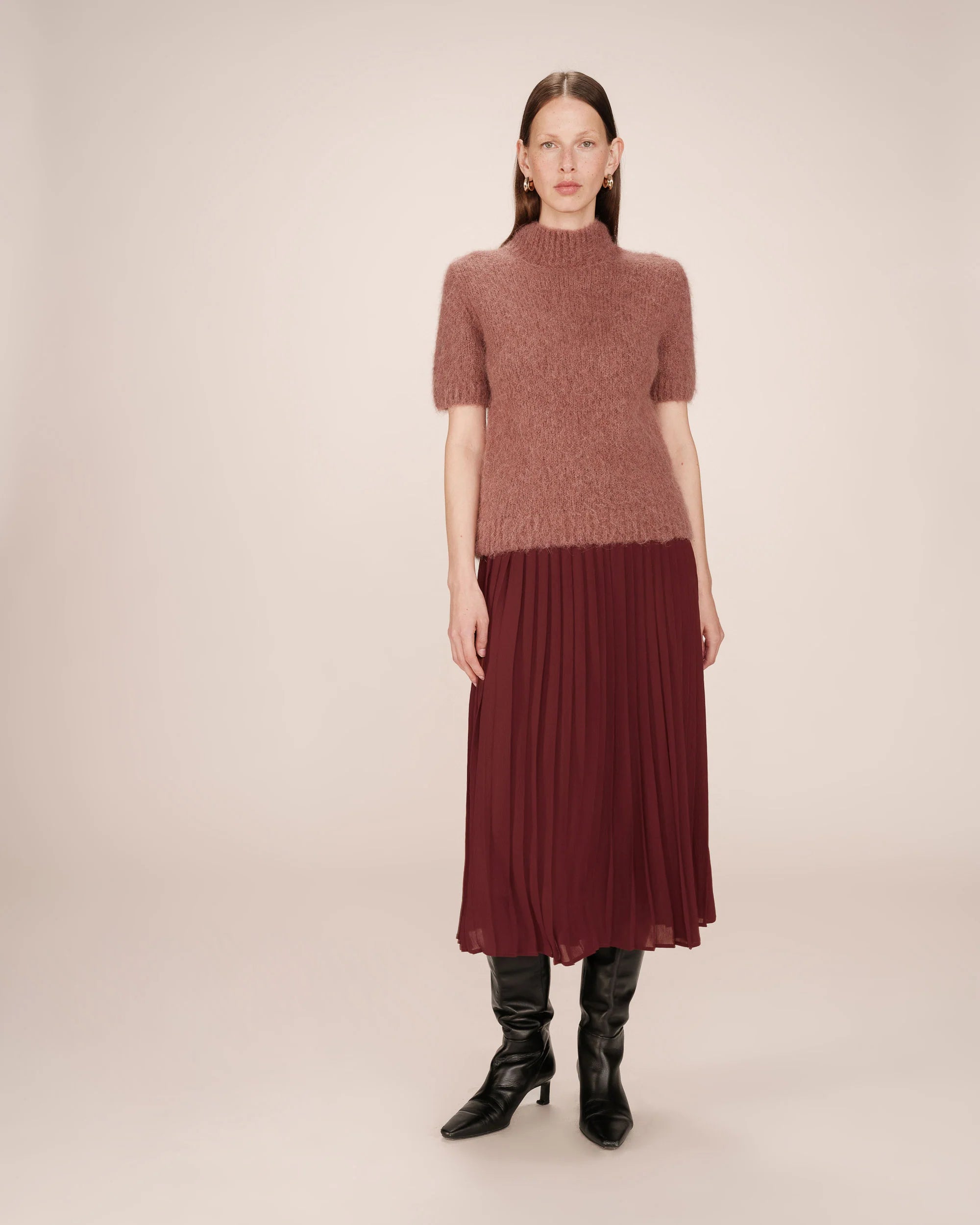 Grace &amp; Mila - Skirt PLISSE - Marron - Boutique Adam &amp; Eve marque canadienne, marque québécoise