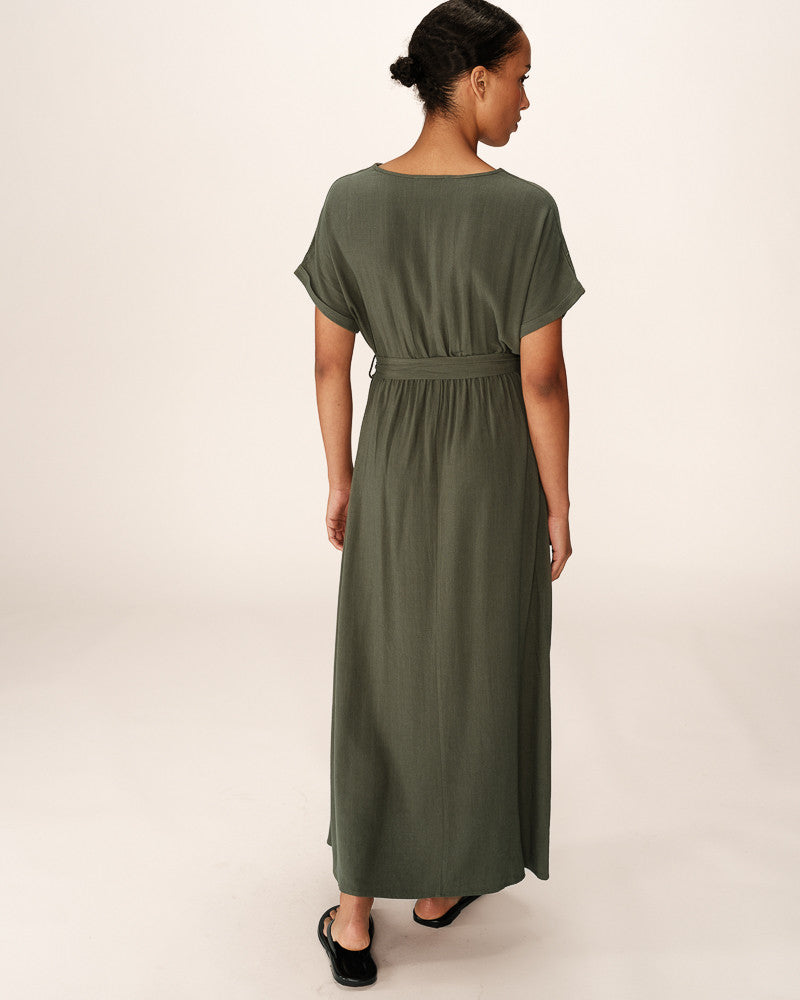 Grace &amp; Mila - Dress POLLEN - Khaki - Boutique Adam &amp; Eve marque canadienne, marque québécoise