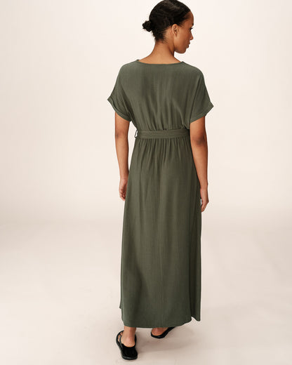Grace &amp; Mila - Dress POLLEN - Khaki - Boutique Adam &amp; Eve marque canadienne, marque québécoise