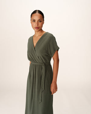 Grace & Mila - Dress POLLEN - Khaki - Boutique Adam & Eve marque canadienne, marque québécoise