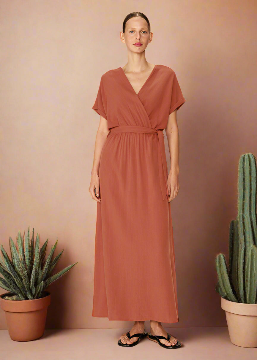 Grace &amp; Mila - Dress POLLEN - Terracotta - Boutique Adam &amp; Eve marque canadienne, marque québécoise