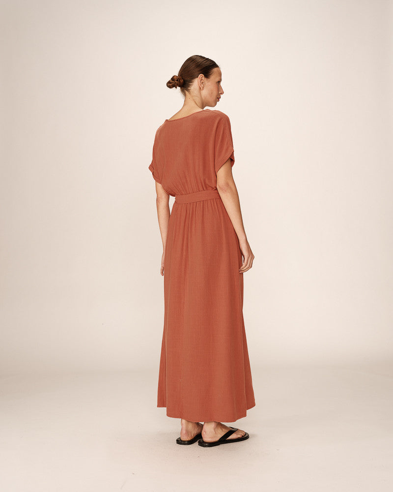 Grace &amp; Mila - Dress POLLEN - Terracotta - Boutique Adam &amp; Eve marque canadienne, marque québécoise