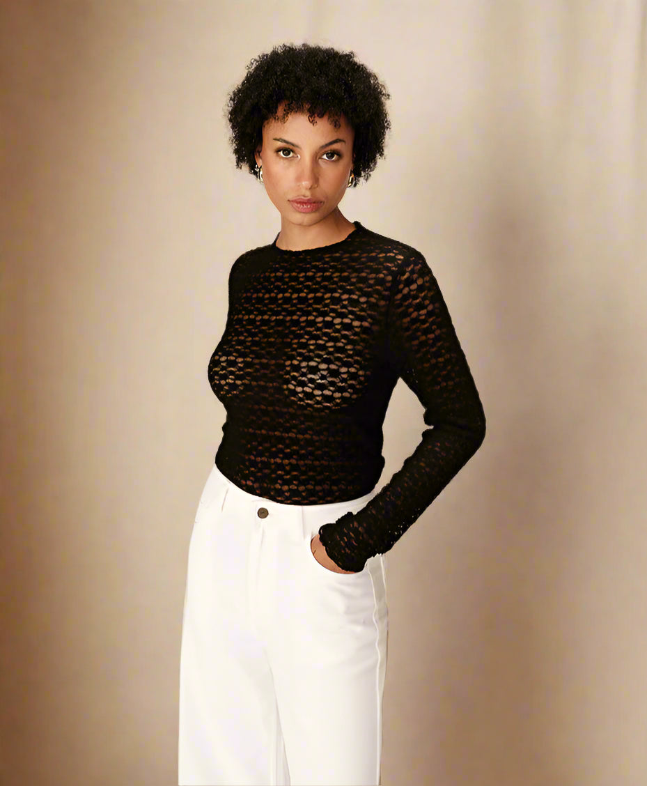 Grace &amp; Mila - Top PRAIRIE - Black - Boutique Adam &amp; Eve marque canadienne, marque québécoise