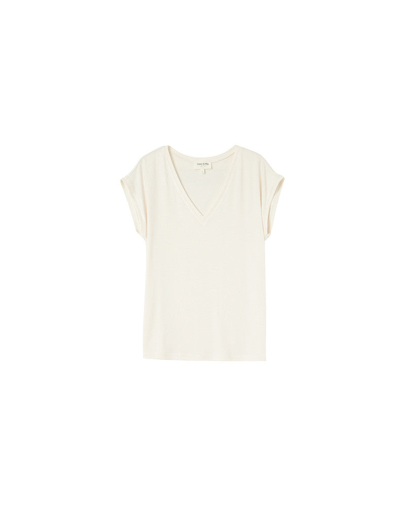 Grace &amp; Mila - T-shirt PROSPER - Off white - Boutique Adam &amp; Eve marque canadienne, marque québécoise