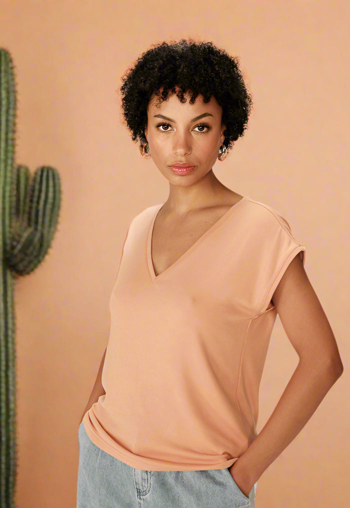 Grace &amp; Mila - T-shirt PROSPER - Orange - Boutique Adam &amp; Eve marque canadienne, marque québécoise