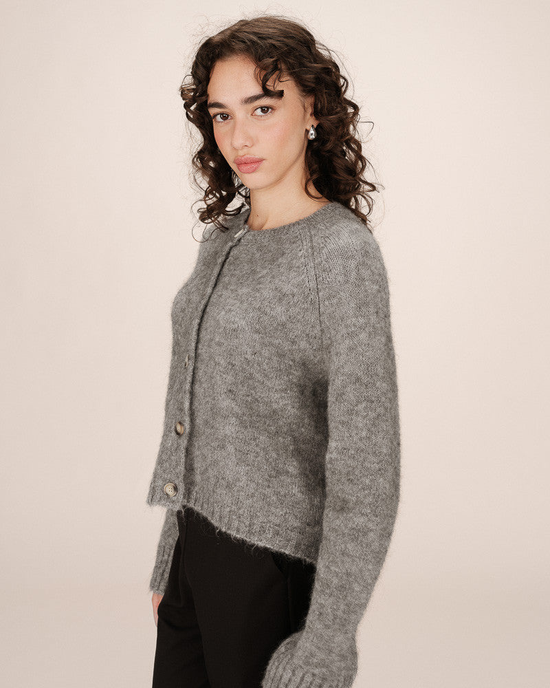 Grace &amp; Mila - Cardigan SALMA - Grey - Boutique Adam &amp; Eve marque canadienne, marque québécoise