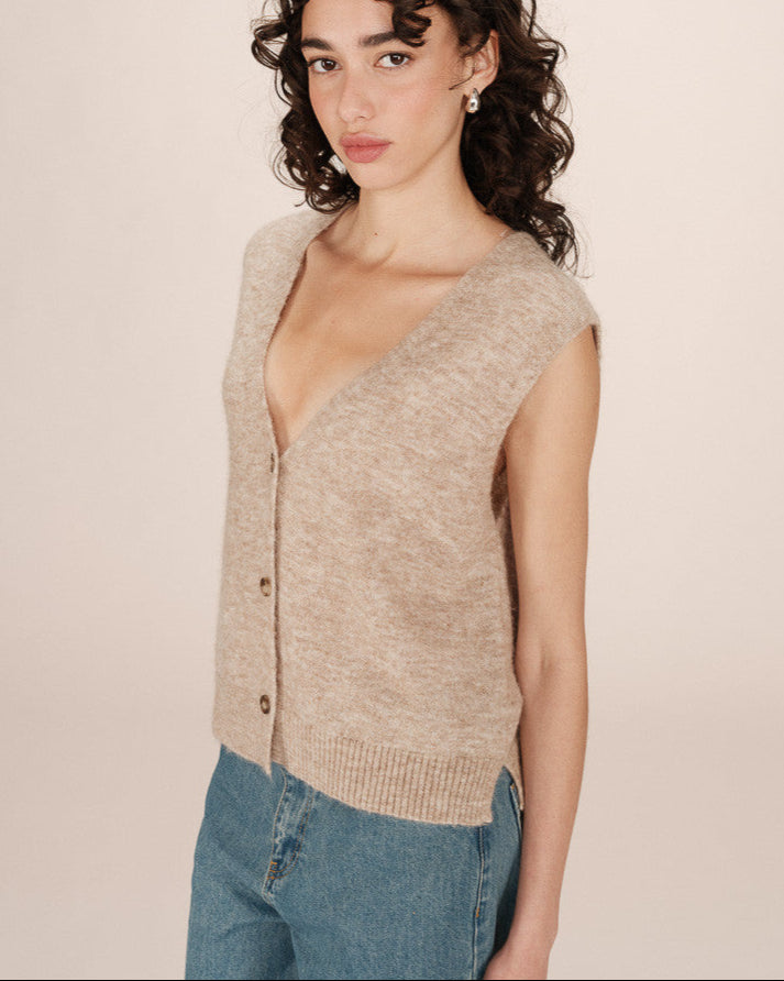 Grace &amp; Mila - Cardigan SANTA - Sand - Boutique Adam &amp; Eve marque canadienne, marque québécoise