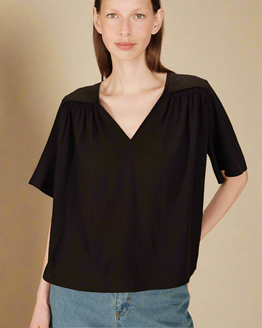 Grace &amp; Mila - Blouse SEAGAL - Black - Boutique Adam &amp; Eve marque canadienne, marque québécoise