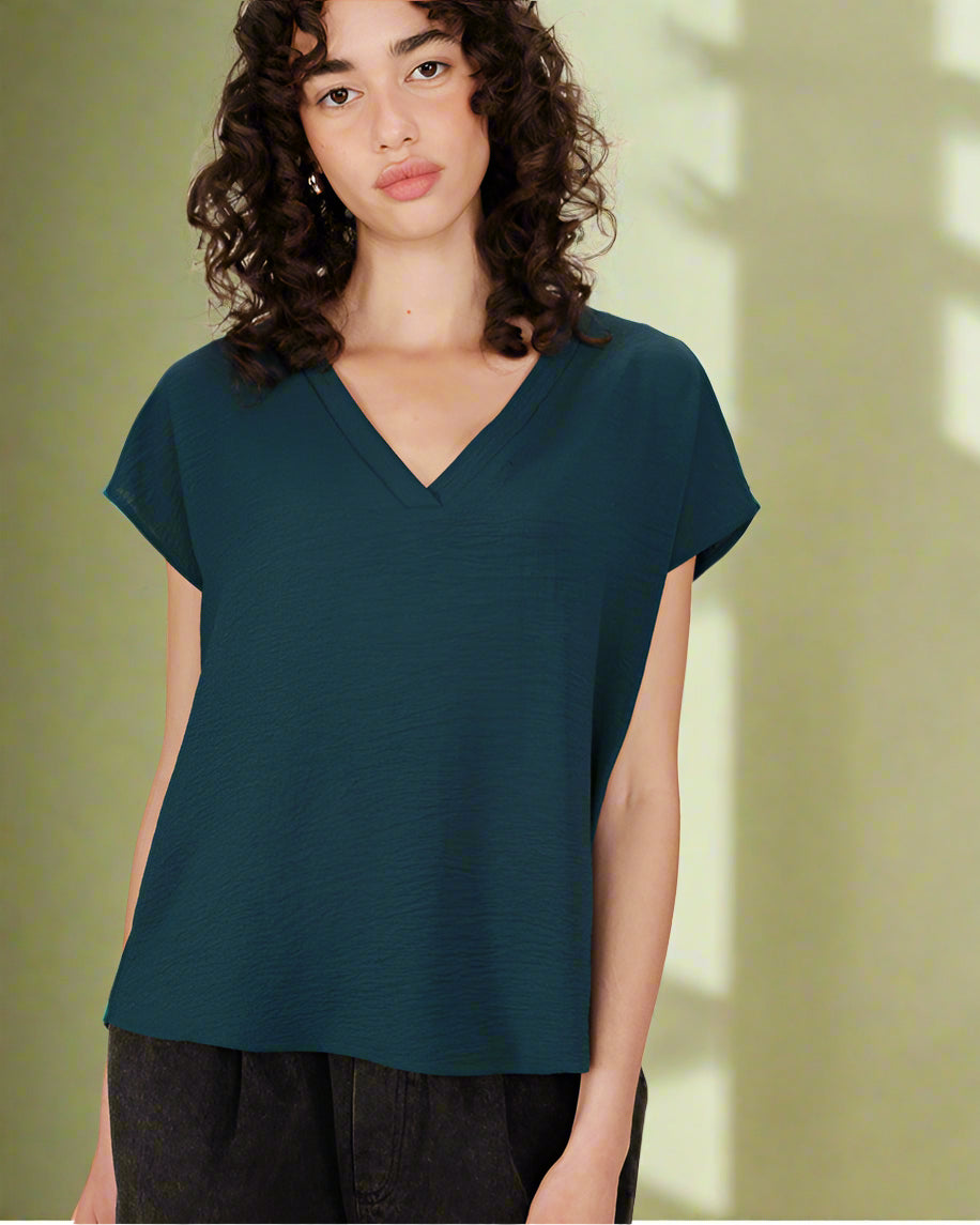 Grace &amp; Mila - Blouse SEASON - Teal - Boutique Adam &amp; Eve marque canadienne, marque québécoise