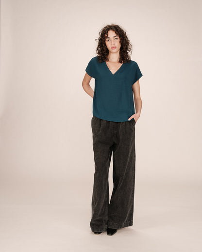 Grace &amp; Mila - Blouse SEASON - Teal - Boutique Adam &amp; Eve marque canadienne, marque québécoise