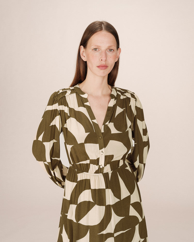 Grace &amp; Mila - Dress SELIA - Khaki - Boutique Adam &amp; Eve marque canadienne, marque québécoise