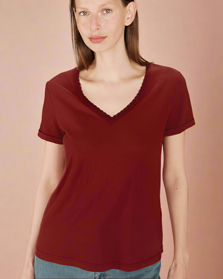 Grace &amp; Mila - T-shirt - SPACE - Wine - Boutique Adam &amp; Eve marque canadienne, marque québécoise