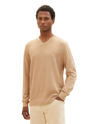 Tom tailor 1038194 sand v-neck sweater