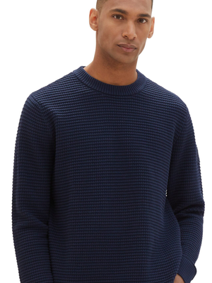 Tom tailor 1038250 navy crew neck textured sweater