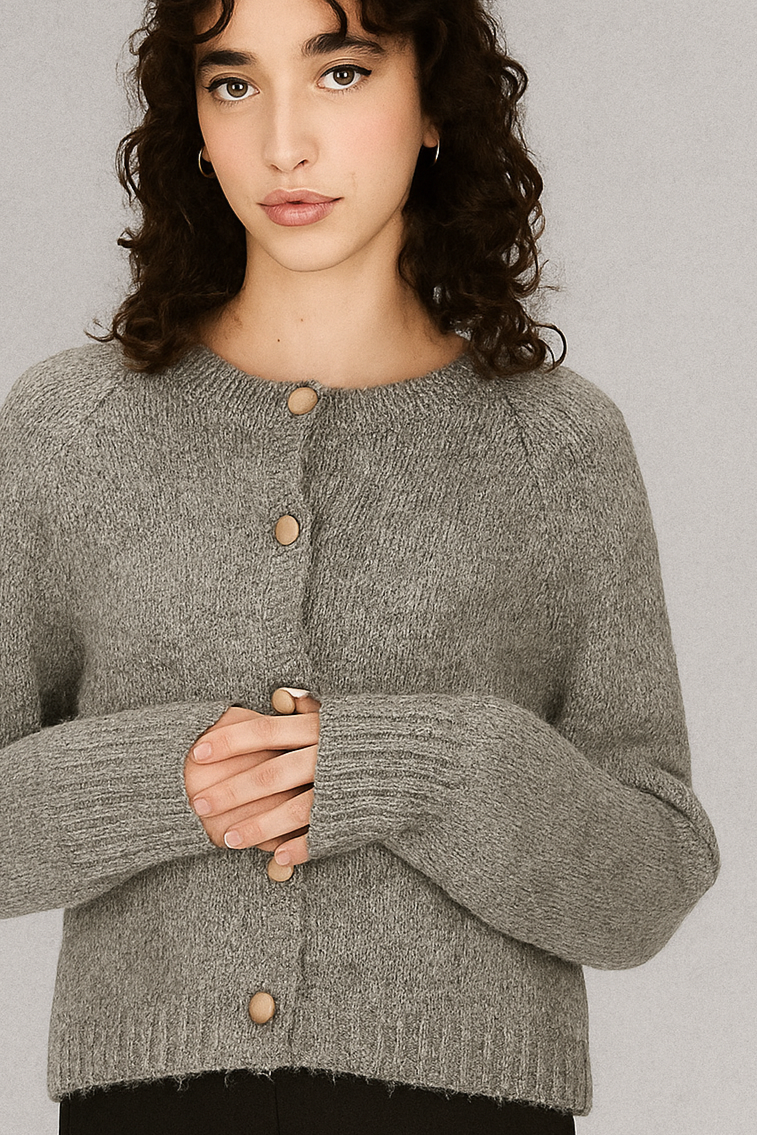 Grace &amp; Mila - Cardigan SALMA - Grey - Boutique Adam &amp; Eve marque canadienne, marque québécoise