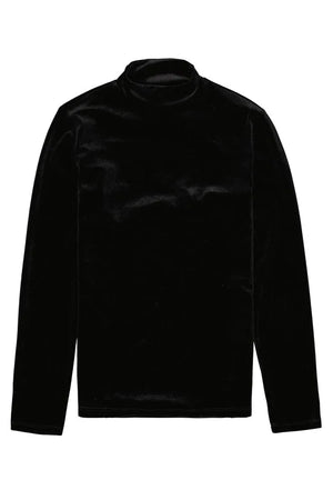 Garcia  K30004 black high collar velvet top