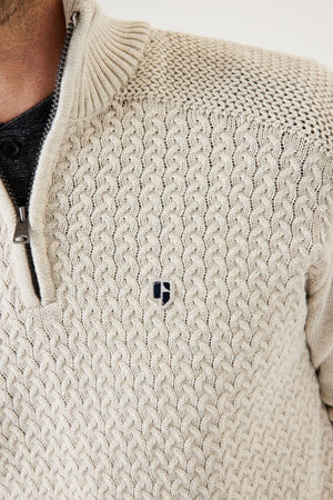 Garcia K31240 off white zipped collar textured sweater