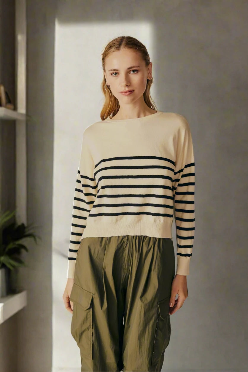 Sweater POLLY STRIPE 9232-Off white