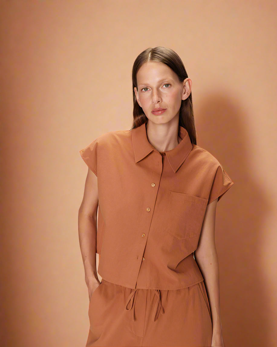 Grace &amp; Mila - Blouse RISE - Terracotta - Boutique Adam &amp; Eve marque canadienne, marque québécoise