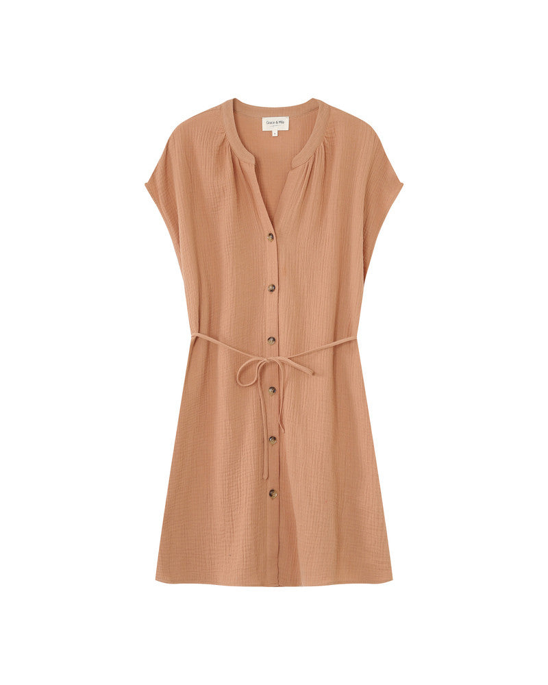 Grace &amp; Mila - Dress ROZANA - Terracotta - Boutique Adam &amp; Eve marque canadienne, marque québécoise