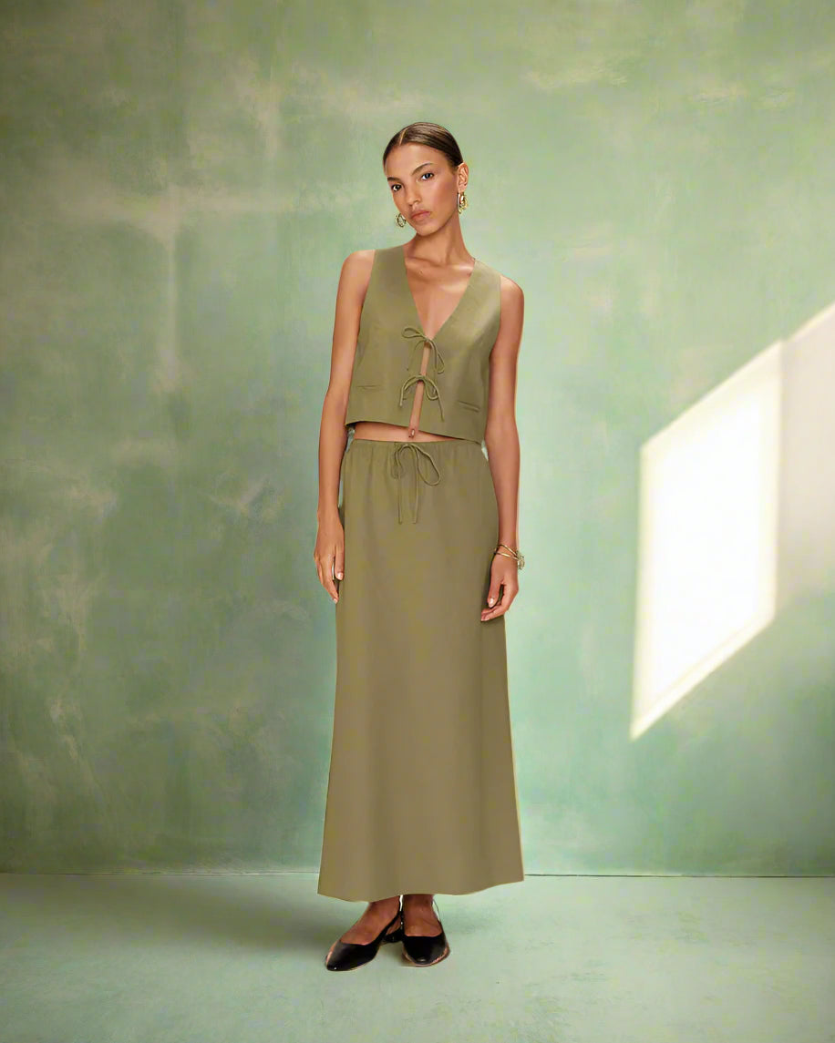 Grace &amp; Mila - Skirt ROUSSE - Khaki - Boutique Adam &amp; Eve marque canadienne, marque québécoise
