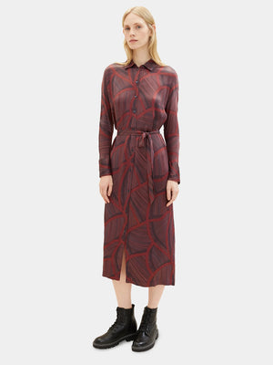 Tom tailor 1037934 wine buttoned midi printed dress