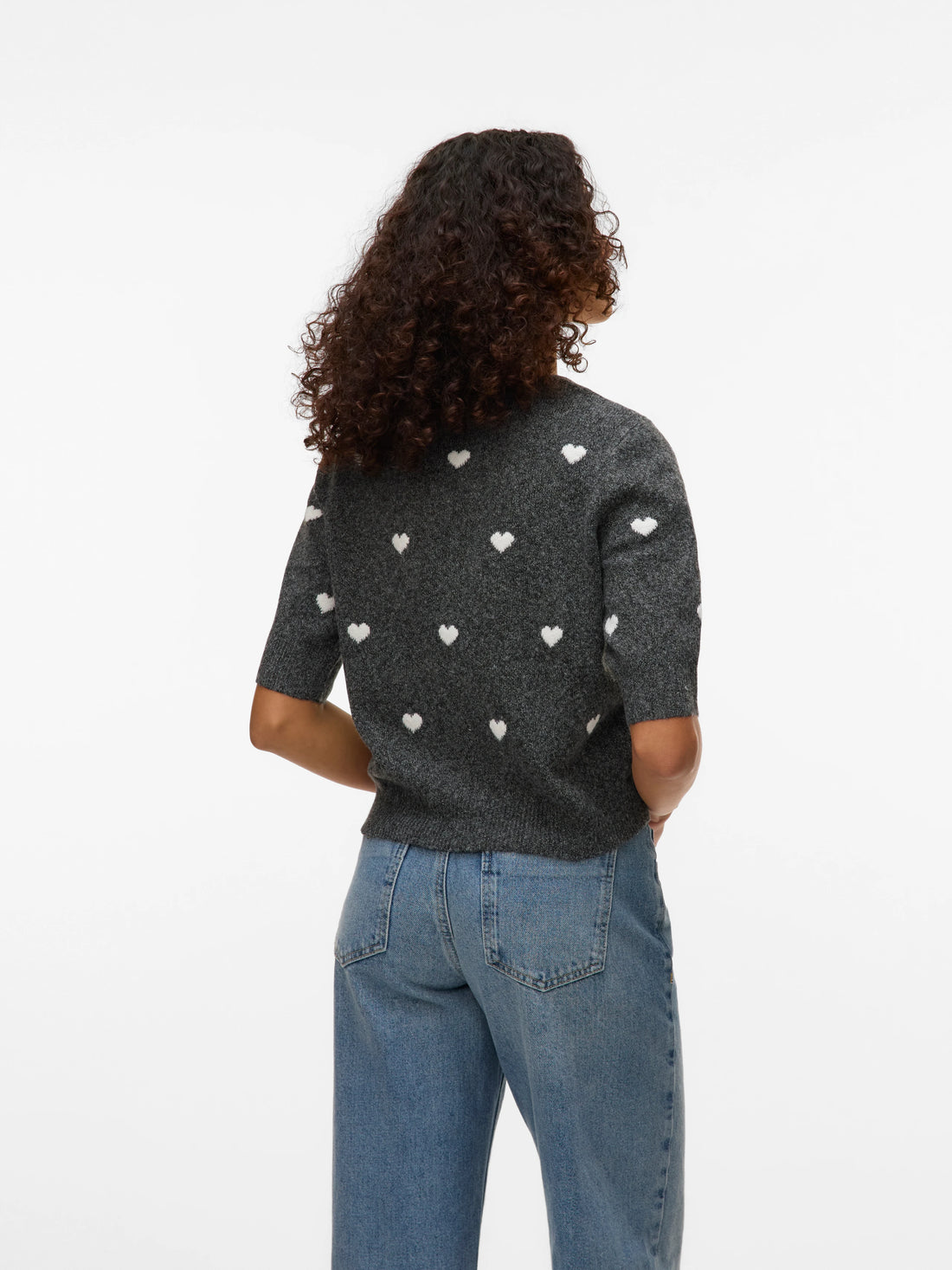 Vero Moda - Sweater DOTTY HEART - Grey - Boutique Adam &amp; Eve marque canadienne, marque québécoise