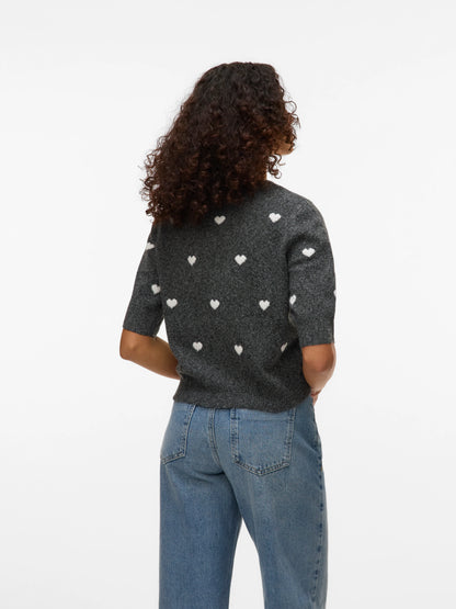 Vero Moda - Sweater DOTTY HEART - Grey - Boutique Adam &amp; Eve marque canadienne, marque québécoise