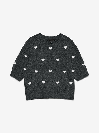 Vero Moda - Sweater DOTTY HEART - Grey - Boutique Adam &amp; Eve marque canadienne, marque québécoise